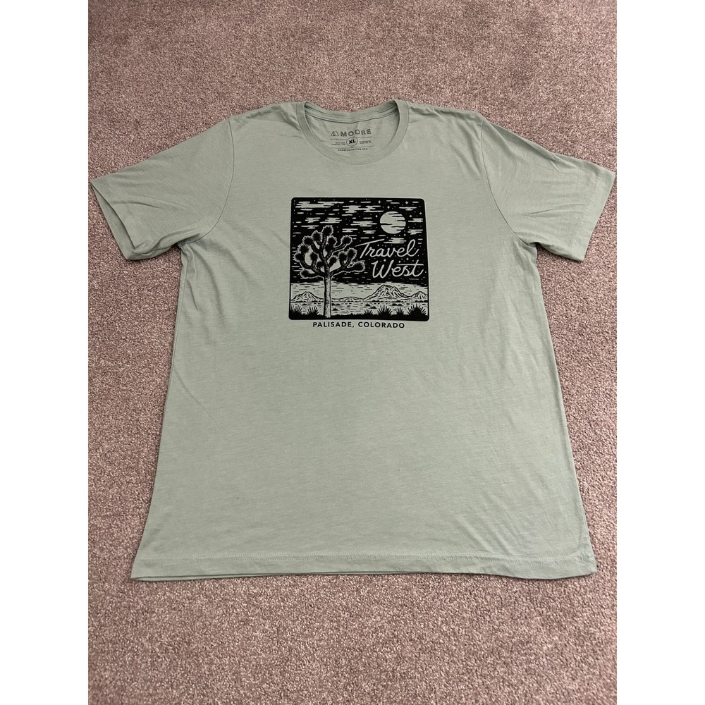 Moore Collection Travel West Tee Mens XL Sage Green Excellent Colorado Graphic